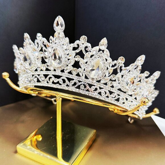 Silver Crown, Clear Crystal Tiara, Princess Tiara, Wedding Headband Bridal Tiara main image 4